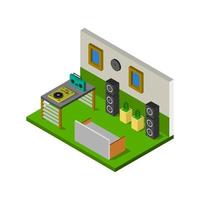 Isometric Music Room On White Background vector