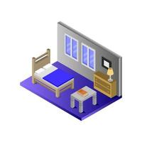 Isometric Bedroom On White Background vector