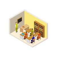 Isometric School Room On White Background vector