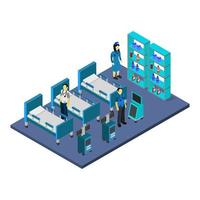 Isometric Hospital Room On White Background vector