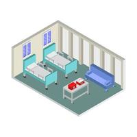 Isometric Hospital Room On White Background vector