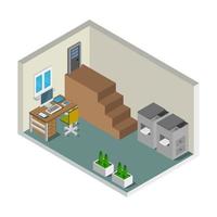 Isometric Office Room On White Background vector