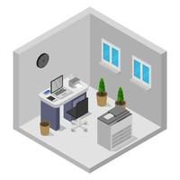 Isometric Office Room On White Background vector