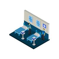 Isometric Hospital Room On White Background vector