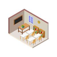 Isometric School Room On White Background vector