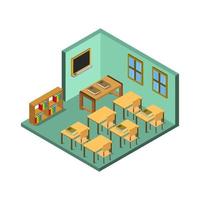 Isometric School Room On White Background vector