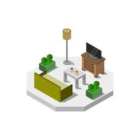 Isometric Lounge Room On White Background vector