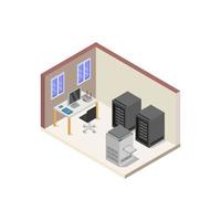 Server Room Isometric On White Background vector