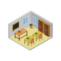 Isometric School Room On White Background vector