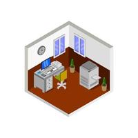 Isometric Office Room On White Background vector