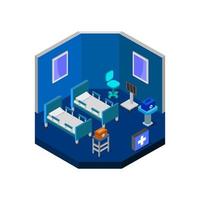 Isometric Hospital Room On White Background vector