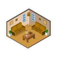 Isometric Lounge Room On White Background vector