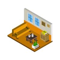 Isometric Lounge Room On White Background vector