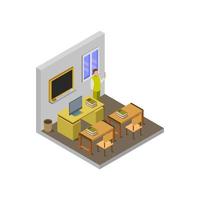 Isometric School Room On White Background vector