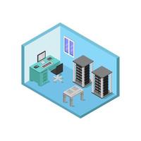 Server Room Isometric On White Background vector