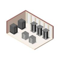 Server Room Isometric On White Background vector