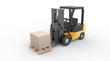 3D Forklift Taking a Stone Cube video