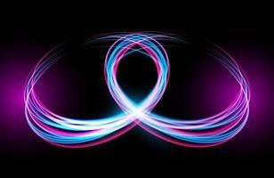 Abstract circular neon light trails with motion blur effect vector