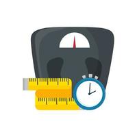 scale measure weight with measuring tape and chronometer time vector