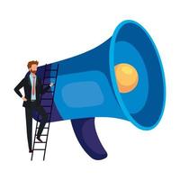 Man and megaphone vector design