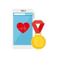 Isolated heart rate and smartphone vector design