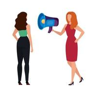 Women and megaphone vector design