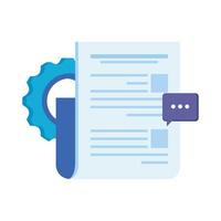 paper document file with gears machine vector