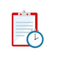 clipboard with paper document and chronometer time vector