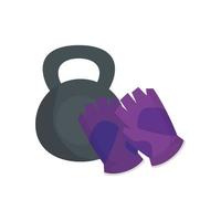 fingerless glove sport with dumbbell equipment vector