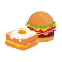 delicious burger with sandwich fast food icon vector