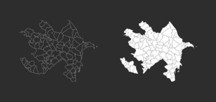 mapa de azerbaiyán con fronteras regionales vector