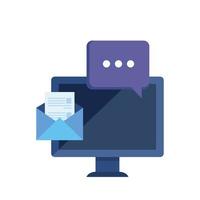 desktop computer with envelope mail vector