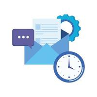 time clock watch with envelope mail vector