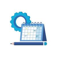 gear machine settings with calendar vector