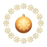ball christmas in frame circular of snowflakes vector