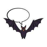 bat flying halloween with balloon text style pop art vector