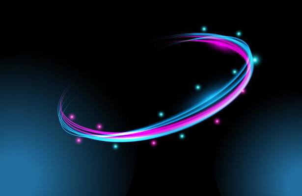 Colorful circle light trails with motion blur and sparkle