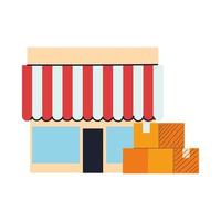 storefront with canopy and boxes vector