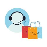 virtual store with call center vector illustration