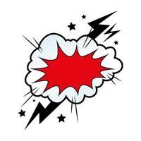 cloud with thunderbolt pop art style icon vector