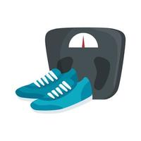 scale measure weight with shoes of sport vector