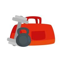 set of dumbbell with handbag gym isolated icon vector