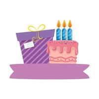 Isolated gift with cake vector design