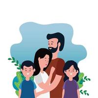 parents couple with daughter and son on the park vector
