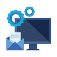 desktop computer with envelope mail vector