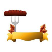 Oktoberfest sausage and ribbon vector design