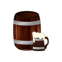 Isolated beer barrel and mug vector design