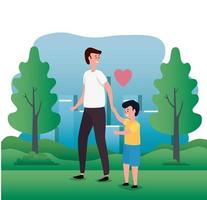 father with son on the park family characters vector