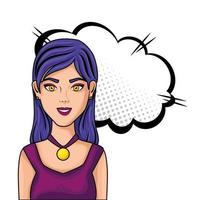 young woman with cloud style pop art vector