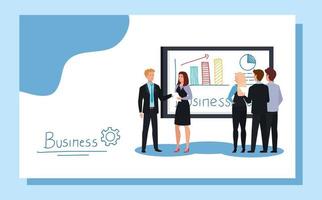 business people meeting with infographics presentation